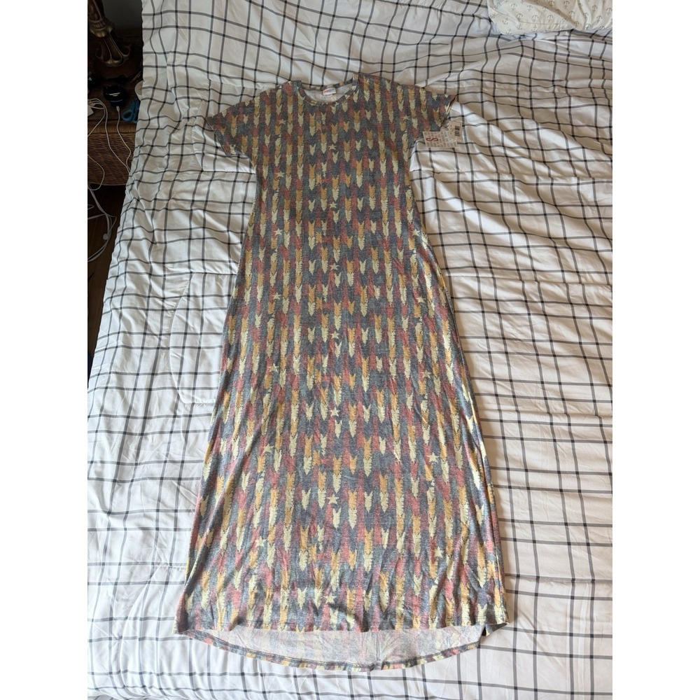 NWT Lularoe Dress S Maria Maxi Long Geometric Pattern Muted Colors